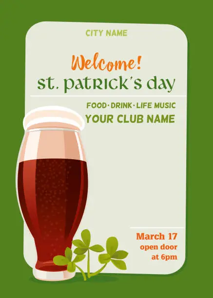 Vector illustration of St. Patrick's Day Beer Invitation