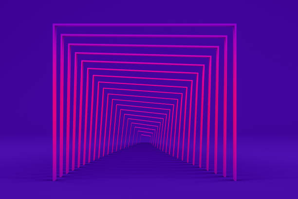 istock Neon Tunnel, Corridor, 3D Geometric Shapes Abstract Minimal Background 1133497994