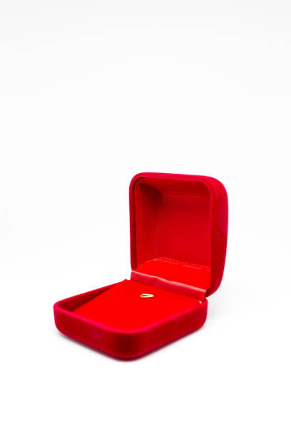 istock Empty Red Velvet Opened gift jewelry box Close up Isolated on White Background 1133500834