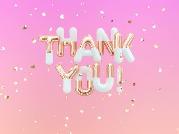 istock Thank You text gold foil balloons on pink background, 3d rendering 1133508010