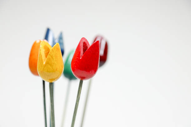 Colorful wooden tulips decorative