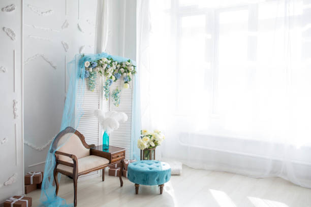istock Spring decor with flowers in photo studio. 1133515531