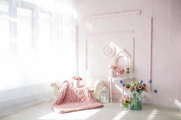 istock Spring decor with flowers in photo studio. 1133515566