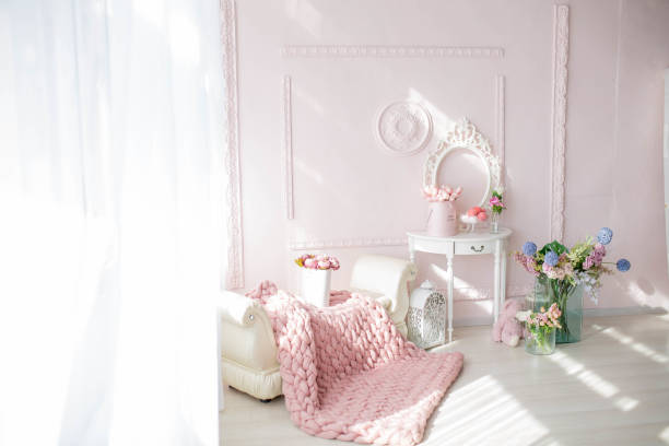 istock Spring decor with flowers in photo studio. 1133515594