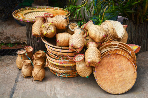 istock Rattan and bamboo basket handicraft various is threshing basket, fishtrap 1133515662