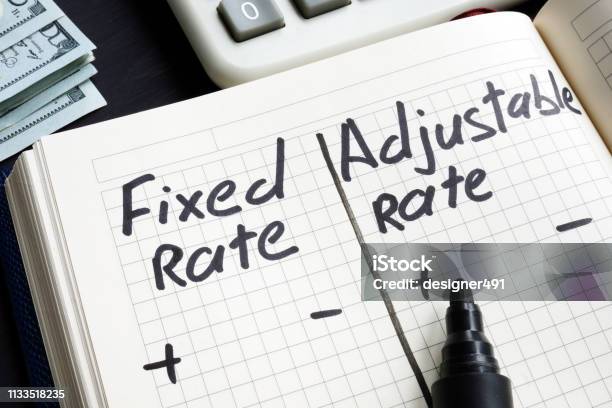 Fixed Rate Vs Adjustable Rate Mortgage Pros And Cons Stock Photo - Download Image Now