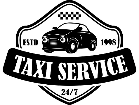 Taxi service emblem template. Design element for label, sign. Vector illustration