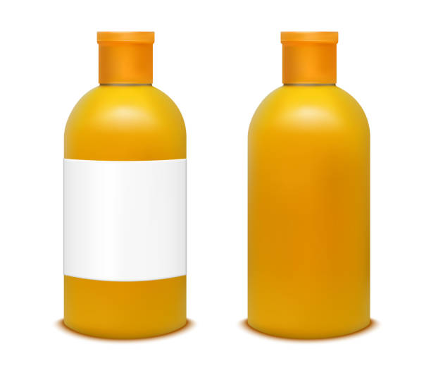 ilustrações, clipart, desenhos animados e ícones de frasco alaranjado plástico para o suco, o champô e a água - packaging horizontal non alcoholic beverage orange juice