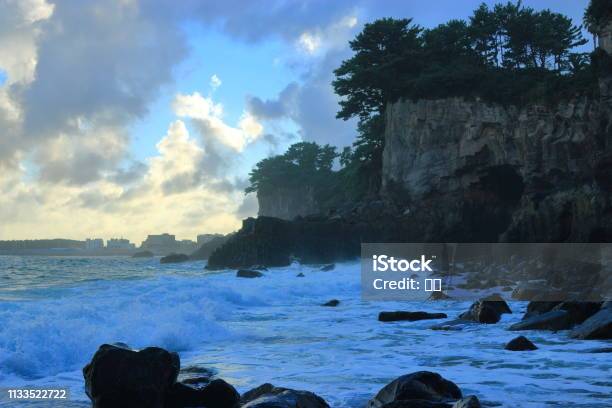Sojeongbang Waterfall Waterfall Coastal Cliff Stock Photo - Download Image Now - Bathtub, Beach, Cliff