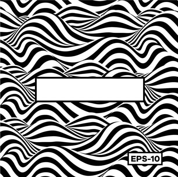 Vector illustration of Black and white abstract wavy background