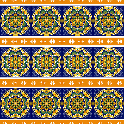 Spain Border Pattern Spanish Tile Pattern Vector Seamless With Border Ornament Spain ...