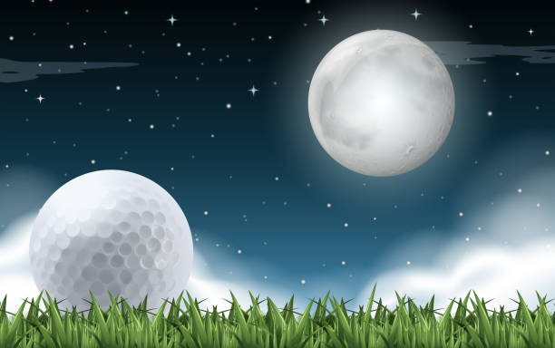 A golf field night time A golf field night time illustration night golf stock illustrations