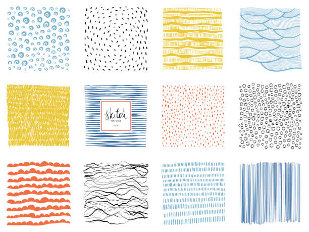 Sketch Backgrounds_03 Set of abstract backgrounds and scribble textures. Vector illustration. grid pattern illustrations stock illustrations