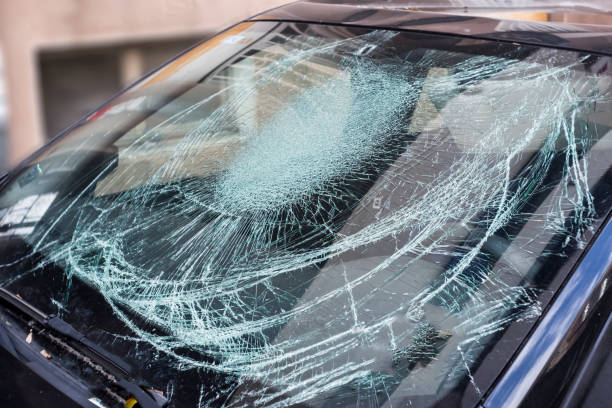 istock Broken car window, an accident on the road. 1133527911