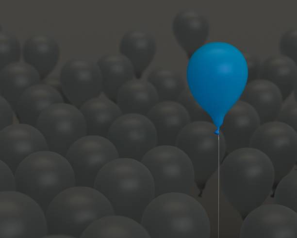 istock Get out of the crowd 3D rendering colored balloon 1133529050