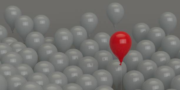 istock Get out of the crowd 3D rendering red colored balloon 1133529061