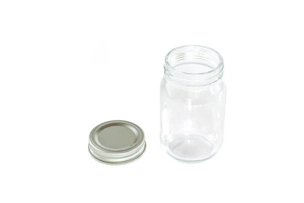 istock Empty jar of silver cap is open on a white background. 1133531367