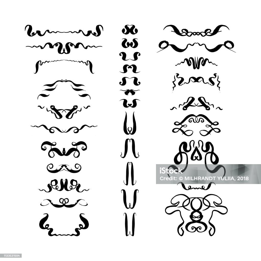 Basic Decorative Effects Set Of Decorative Elements Handdrawn Stock Illustration - Download ...