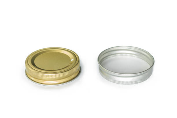 istock Jars lid golden color and silver color on white background. 1133531921