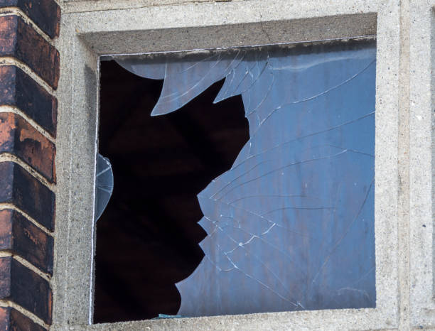 Burglary with broken window pane