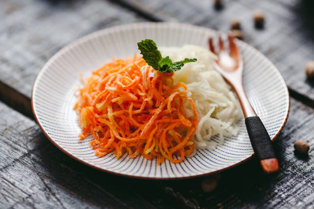 Shredded carrot, shredded carrot, steamed vegetable, cantonese dish