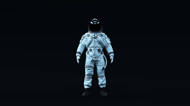 istock Astronaut Advanced Crew Escape Suit with Black Visor and White Spacesuit with Neutral Light Blue Diffused lighting Front 1133541181