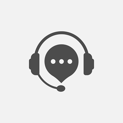 hotline support service with headphones icon isolated on white background. Vector illustration. Eps 10.