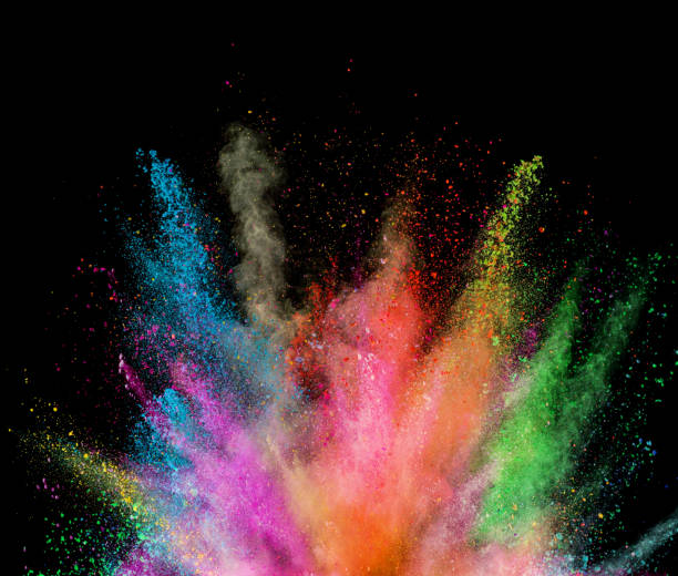 istock Explosion of colored powder on black background 1133542843