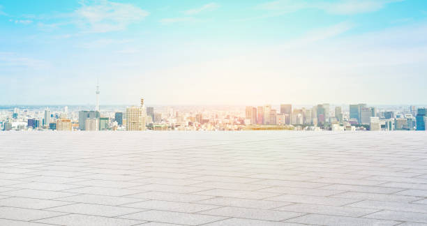 istock Empty asphalt road with tokyo skyline for mockup 1133548577