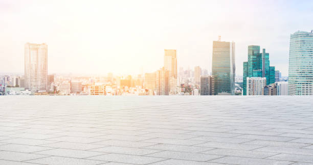 istock Empty asphalt road with tokyo skyline for mockup 1133548584