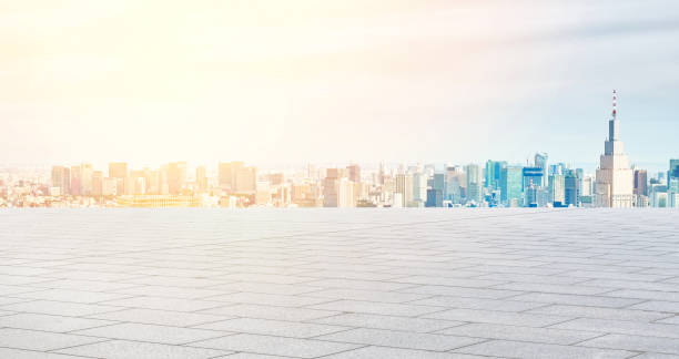istock Empty asphalt road with tokyo skyline for mockup 1133548594