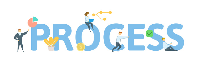 Process Concept With People Letters And Icons Flat Vector Illustration Process Concept With People Letters And Icons Flat Vector Illustration