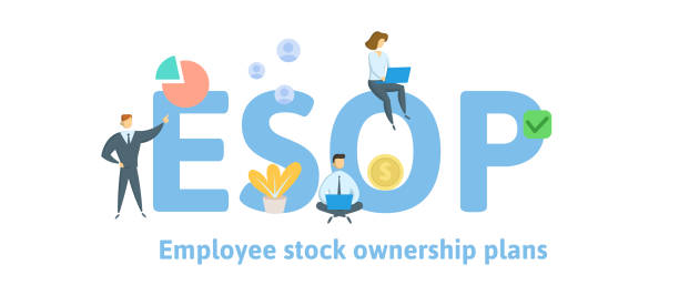 ESOP, Employee Stock Ownership Plan. Concept with keywords, letters and icons. Flat vector illustration. Isolated on white background. ESOP, Employee Stock Ownership Plan. Concept with keywords, letters and icons. Colored flat vector illustration. Isolated on white background. new home stock illustrations