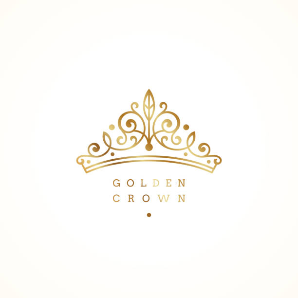 elegantes goldenes kronlogo auf weißem hintergrund. vector illustration. - tiara stock-grafiken, -clipart, -cartoons und -symbole