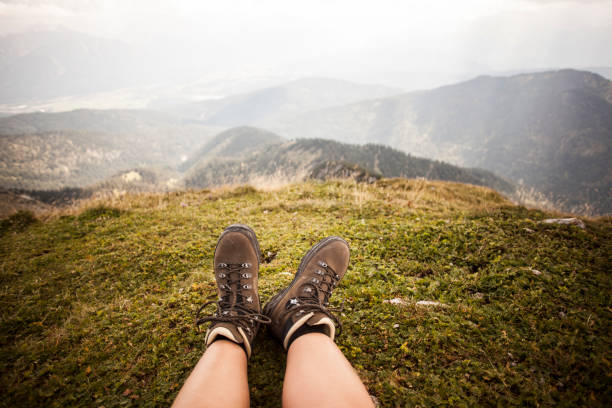 istock Hiking boots on a mountain tour in Bavarian Alps 1133553549