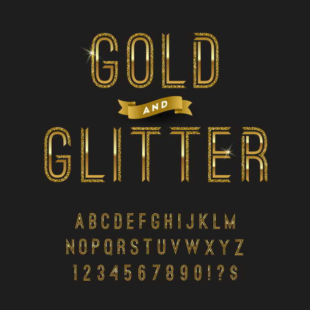 Gold and glitter typeface. vector art illustration