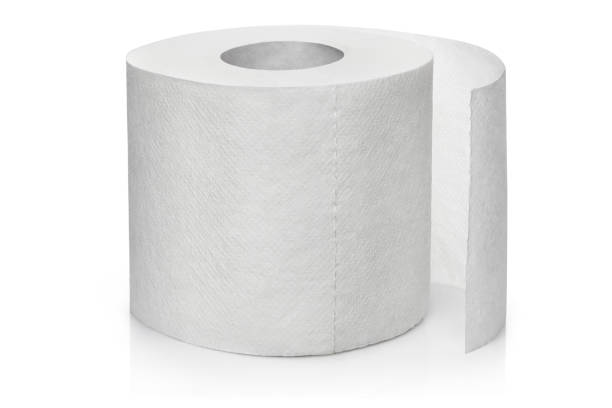 Toilet paper on white