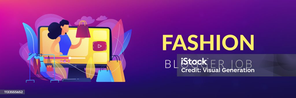 Model Blog Banner Fashion Blog Concept Banner Header Stock Illustration - Download Image ...