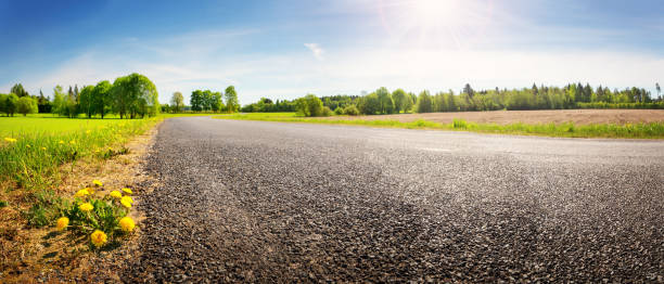 istock Road panorama on sunny spring day 1133556275