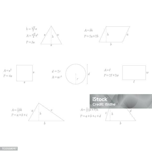 Geometry Math Set Names Drawing Vector Set With Geometry Formulas Stock Illustration - Download Image ...