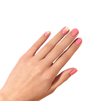 Woman's hands with beautiful manicure isolated on white background (with clipping path)