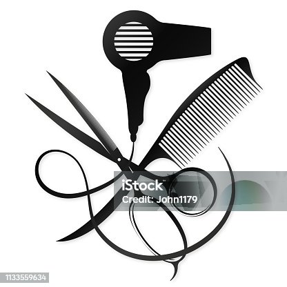 istock Scissors and comb design for a beauty salon 1133559634