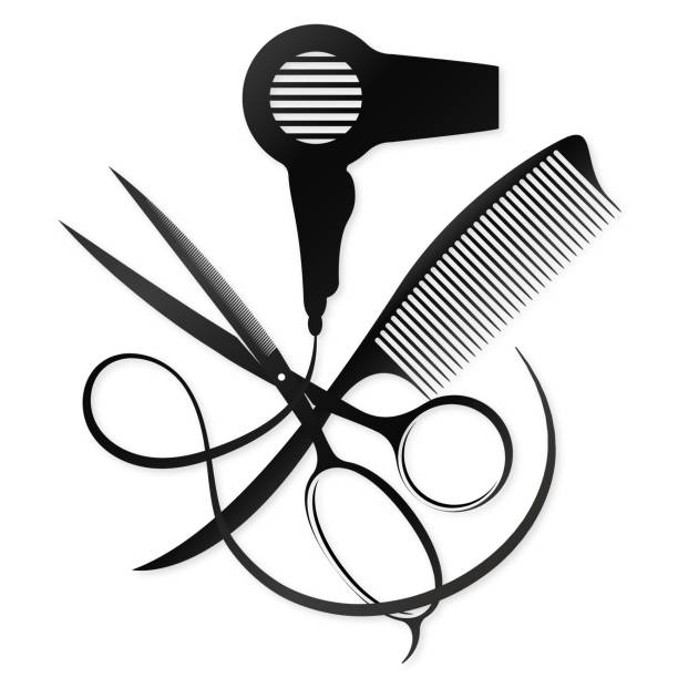 Scissors And Comb Design For A Beauty Salon Stock Illustration - Download  Image Now - Hair Dryer, Icon, Hairdresser - iStock