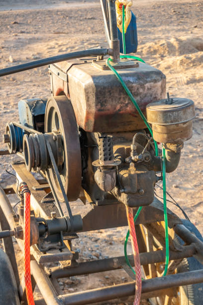 istock Close-up view of a engine for a pump for pumping water in Sudan 1133561253