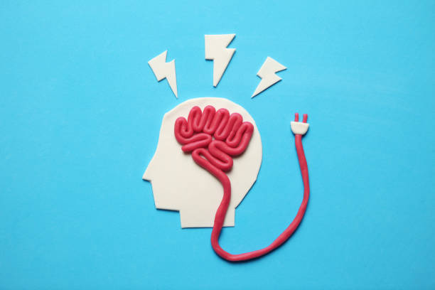 istock Plasticine head and brain inside. Mental activity, psychology concept 1133563224