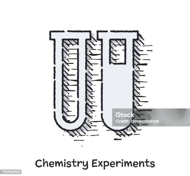 Hand Drawn Chemistry Experiments Sketch Line Icon For Web Stock Illustration - Download Image Now