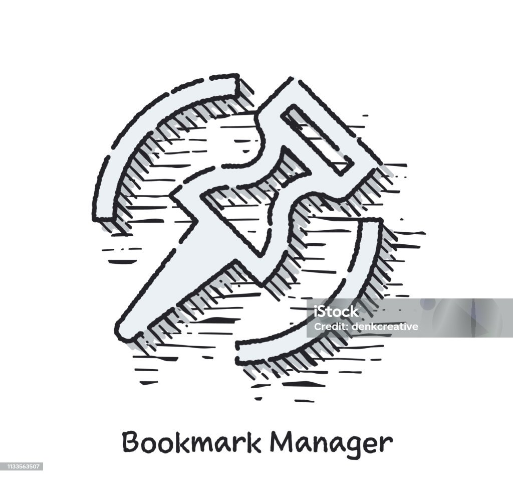 Hand Drawn Bookmark Manager Sketch Line Icon for Web Hand drawn line vector illustration of bookmark manager. Doodle sketch isolated with white background. Agreement stock vector