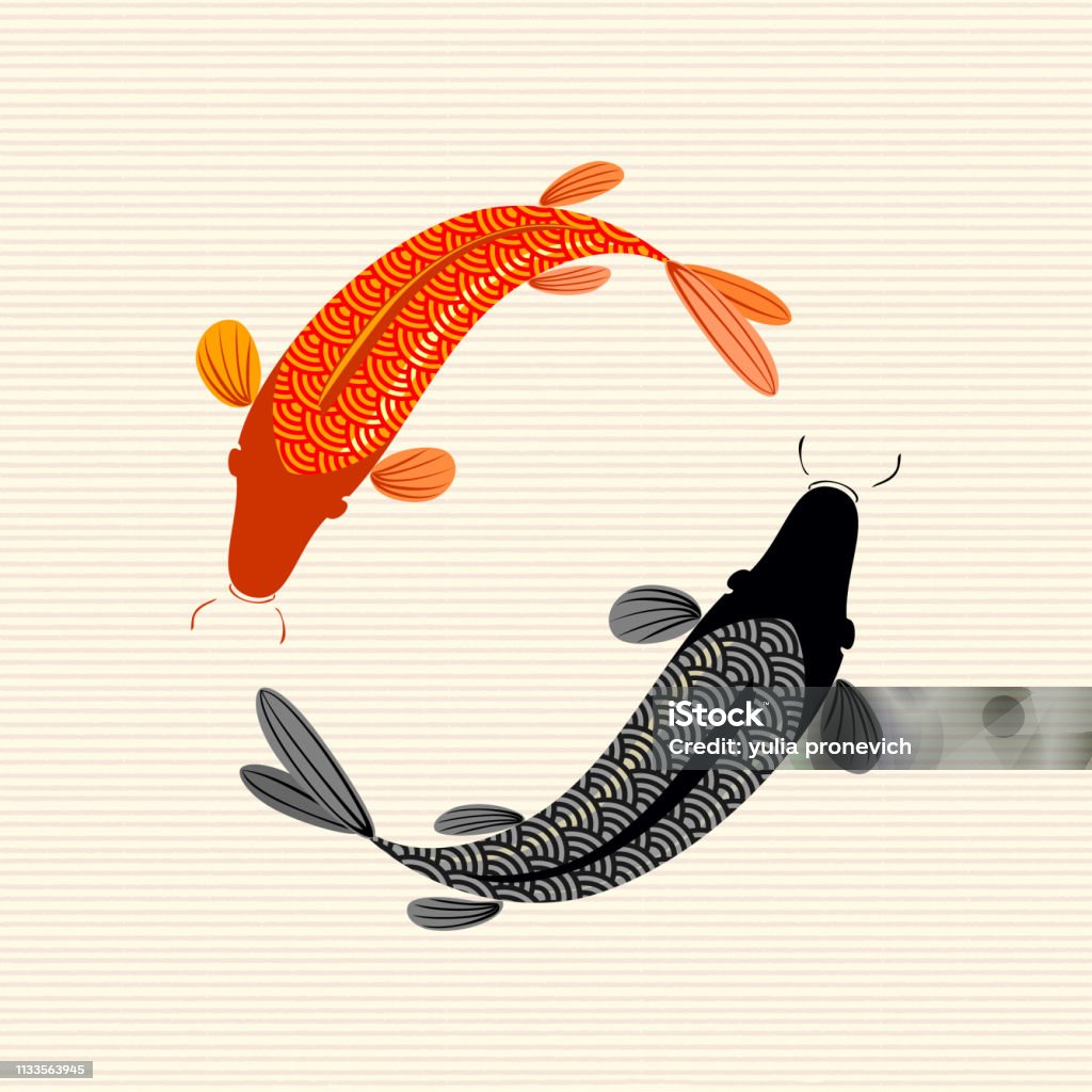 Red Pattern Fish Carp Red Fish Goldfish Traditional Eastern Seamless Pattern Waves ...