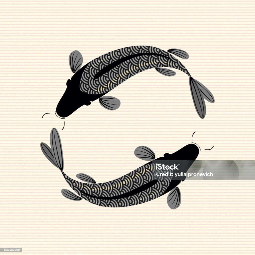 Pattern Red Fish Carp Red Fish Goldfish Traditional Eastern Seamless Pattern Waves ...