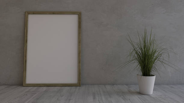 istock 3D Contemporary Empty Room and picture frame 1133564702